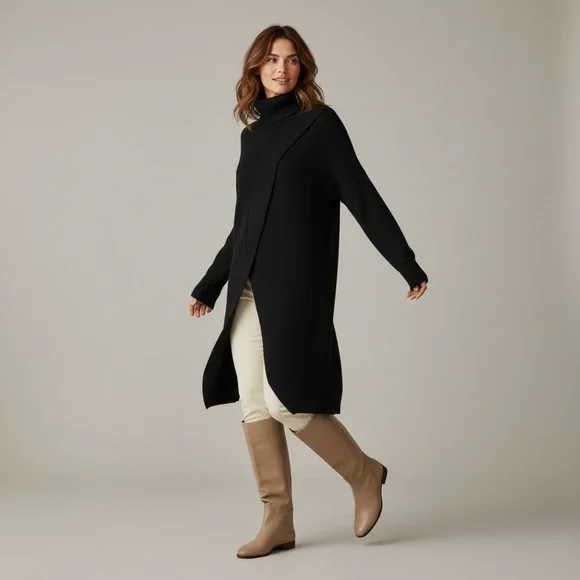 Black Turtleneck Sweater Dress - Picture 6 of 7